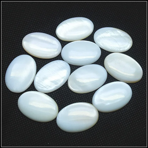 30PCS Wholesale White Mother Of Pearl Cabochons Shell Cabs For Bracelet Making Coin Shape Fingerrings SIZE18X25MM 20X30MM