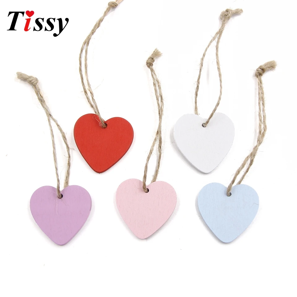 10PC Wood Craft Lovely Wooden Hearts Wooden Pendants Ornaments Wedding Favors Vintage Home Wedding/Birthday Party Decorations