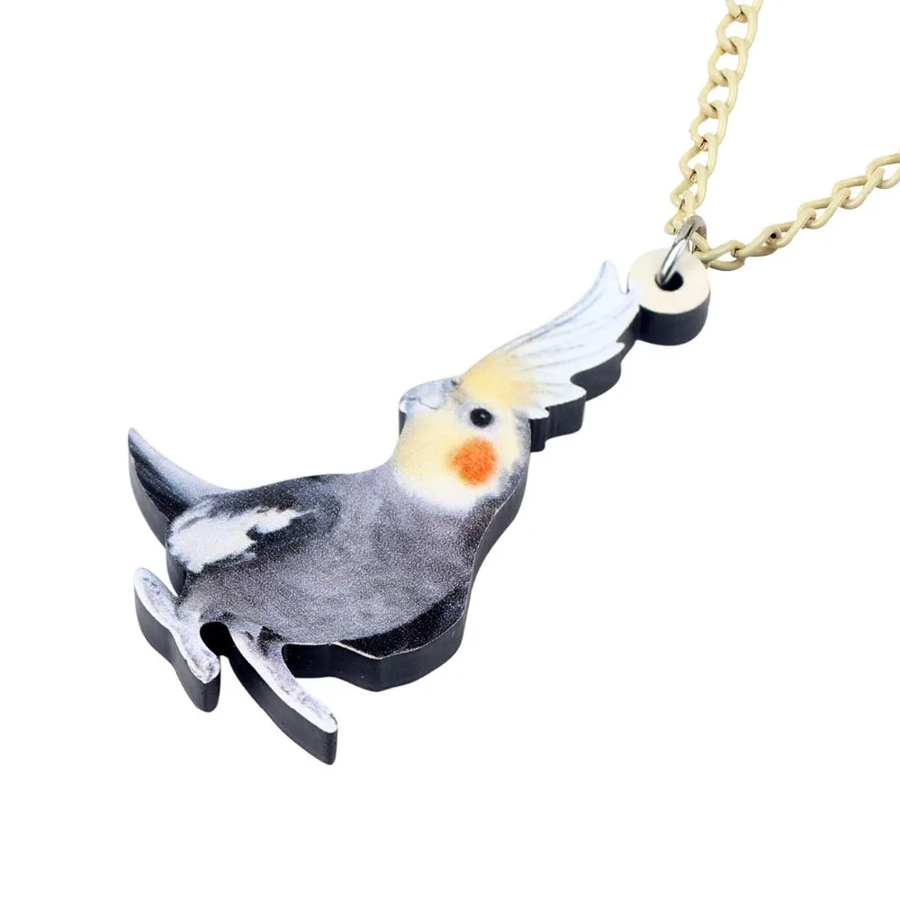 WEVENI Statement Acrylic Cute Cockatoo Bird Necklace Pendant Collar Choker Fashion Animal Pet Jewelry For Women Girl Gift Bijoux