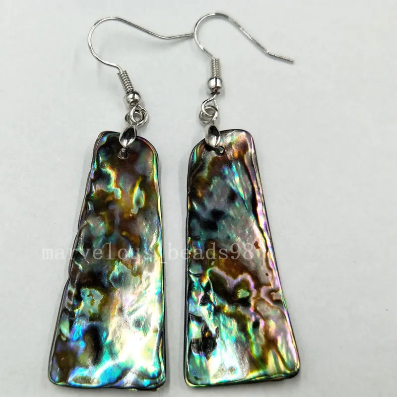 Fashion Jewelry 17x40mm New Zealand Ablone Shell Art Women Men Art Dangle Earring  MC5563