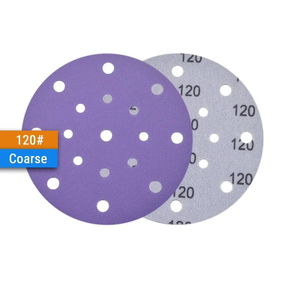 Imagem -03 - Disco de Lixa para Lixa Abrasiva 10 Peças de Unidades 150 mm Hurricane 17 Buracos 60 600 Lixa Seca Flocagem Abrasiva