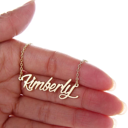 Kimberly Name Necklaces for Women Jewelry Stainless Steel Gold Color Nameplate Pendant Letters Charms Chokers for Her Party Gift