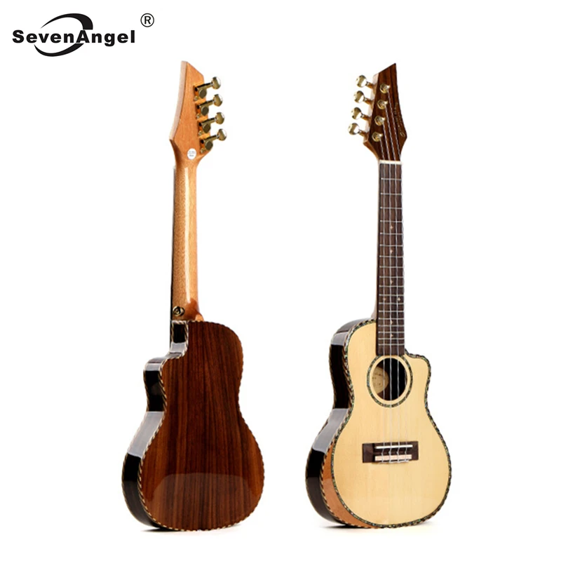 High-grade Ukulele Top Panel Solid Wood Spruce Ukelele Cant  hand design Guitar Rosewood Back/Side Strings Muisc instrument