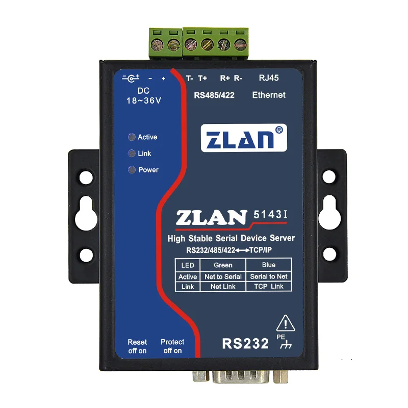 servidor serial industrial rs232 rs485 rs422 para ethernet zlan5143i 01