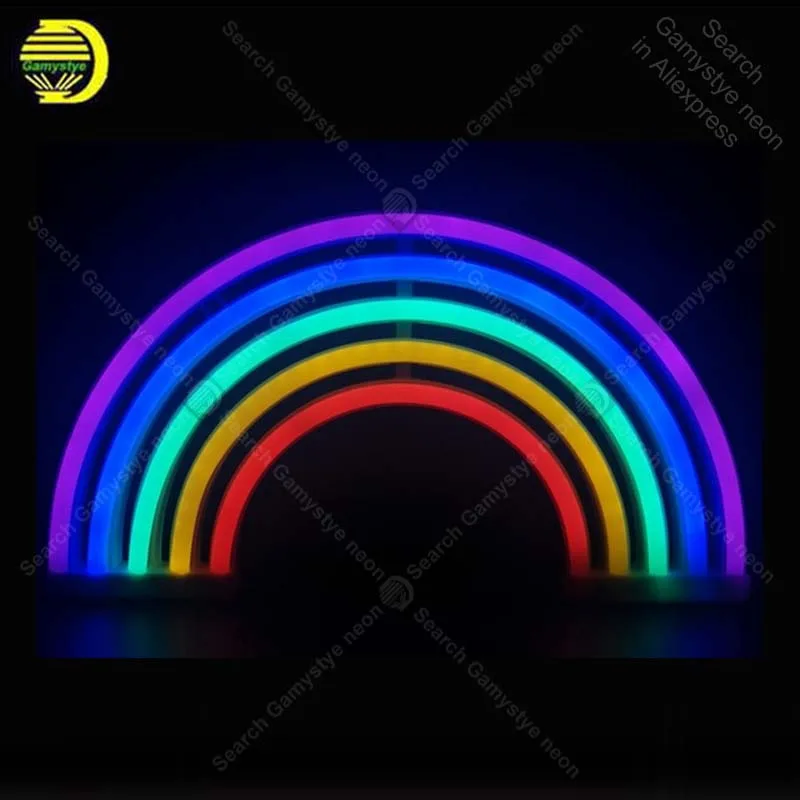 

Fashion Colorful Rainbow neon sign light holiday party wedding decorate Room Real Glass tubes Handmade Art lamp fit gas in tubes