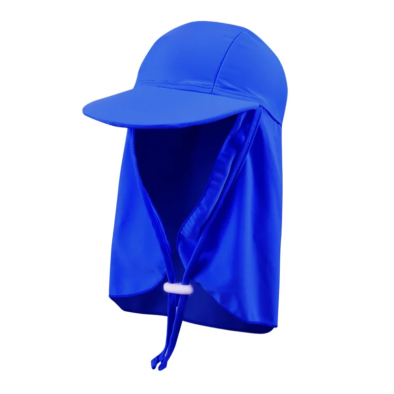 Swimming Cap UPF50 Sunscreen Children Summer Big Brim Beach Flap Cap Ear Cover Neck Protection Sun Hat Kids Boy Girl Anti UV