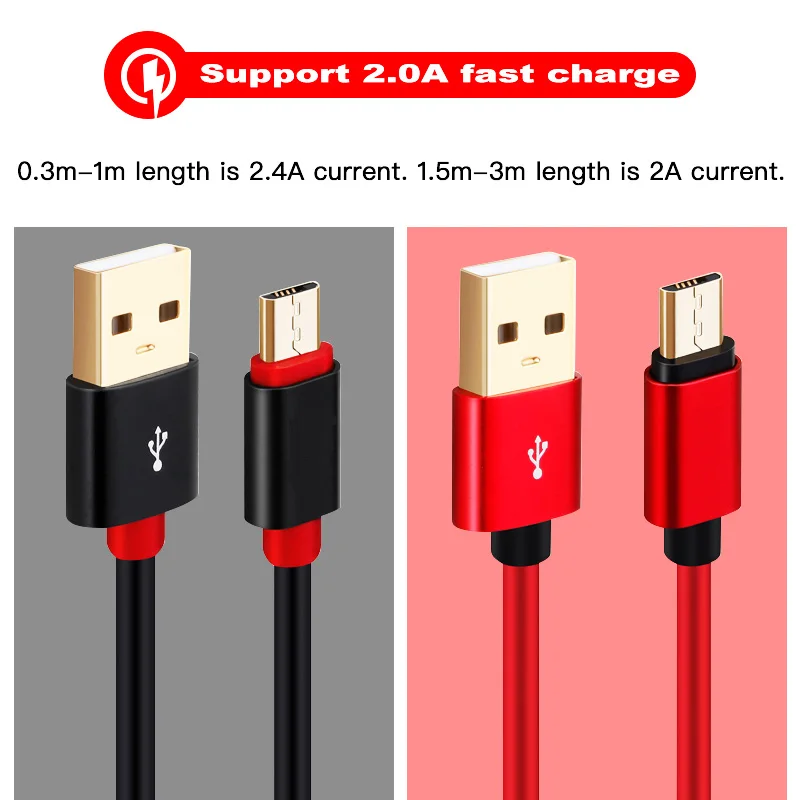 10 шт./лот высококачественное зарядное устройство Micro USB 1 м 1,5 м 2 м 3 м Кабель-адаптер для синхронизации данных для Samsung Xiaomi и планшетов