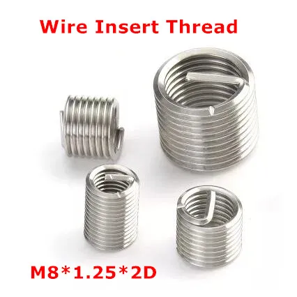 

100pcs M8*1.25*2D Wire Thread Insert , M8 Screw Bushing , stainless steel Wire Screw Sleeve Thread Repair