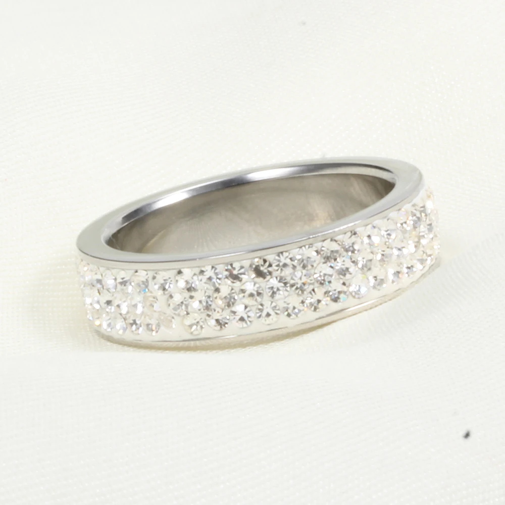 VQYSKO Mix Size 6/7/8/9# Wholesale Fashion Three Row Crystal Rings Jewelry For women