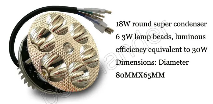 1 pc Motorcycle LED Light 18W 6 Beads Internal  12V-80V White Light Internal Motorcycle Light Super Condenser Accessories