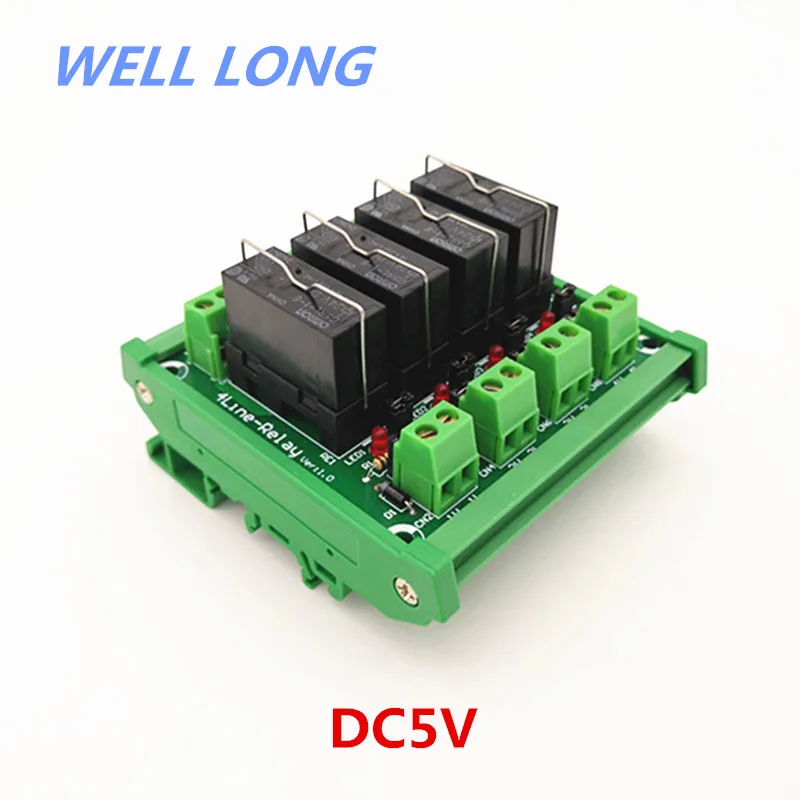 

DIN Rail Mount 4 Channel SPDT 16A Power Relay Interface Module,G5RL-1-E 5VDC Relay.