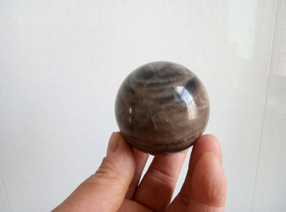 

51 мм Редкий Натуральный черный лунный камень, кварцевый Хрустальный Сферический шар-мадагаскарский