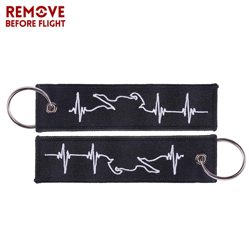 Embroidery Key Fobs Jewelry Fashion Biker Heartbeat Keychain Motorcycles and Cars Fashionable Chain Keychain for Biker Lovers