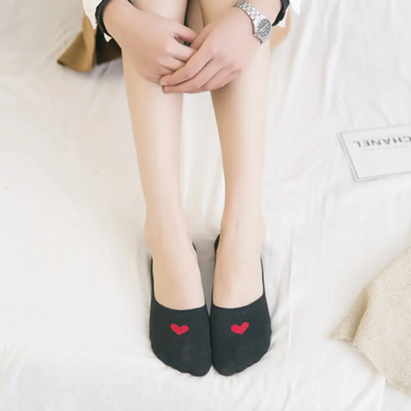 5 Paar Neues Produkt Damensocken Liebesherzsocken Silikagel Rutschfeste Bootssocken Niedrige Hilfe Flacher Mund