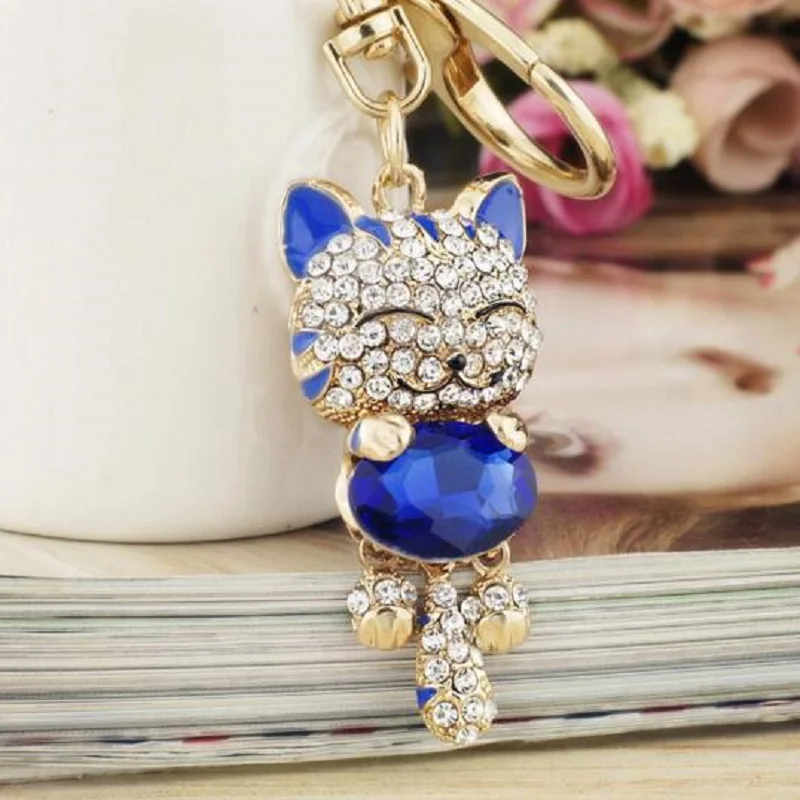 Naivety New 1PC Cute Lucky Smile Cat Crystal Rhinestone For Bags Gift for girlfriend Lightweight Organizers