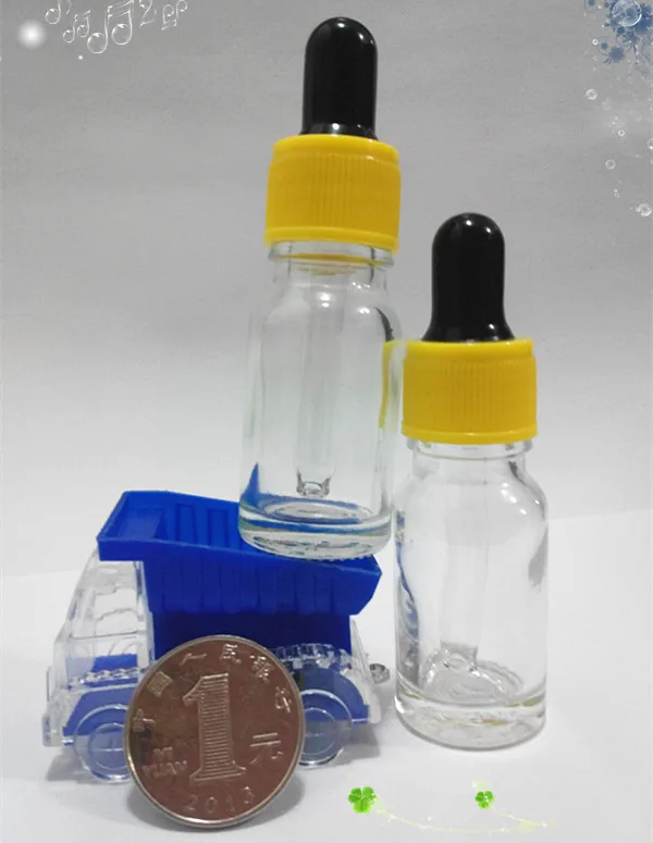 50 pcs 10ml Clear Small Glass Dropper Bottles with white or black plastic head For Essential Oil,glass Perfume dropper Sampling