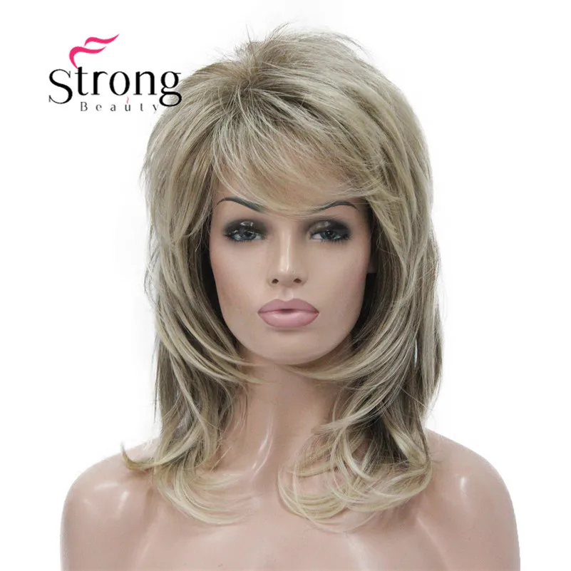 StrongBeauty Long Shaggy Layered Ombre Blonde Classic Cap Full Synthetic Wig Women\'s Wigs COLOUR CHOICES