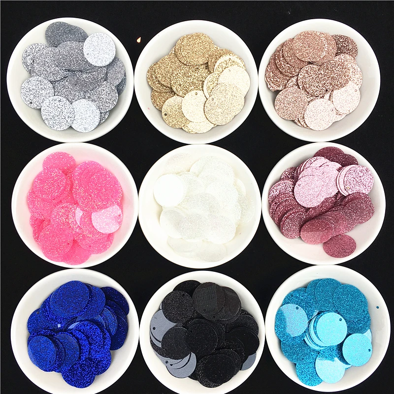 iSequins 90Pcs/Lot Size 20mm Glitter Sequin Flat Round PVC Loose Sequins Paillettes Sew Wedding Craft Garments Sewing Suppliers