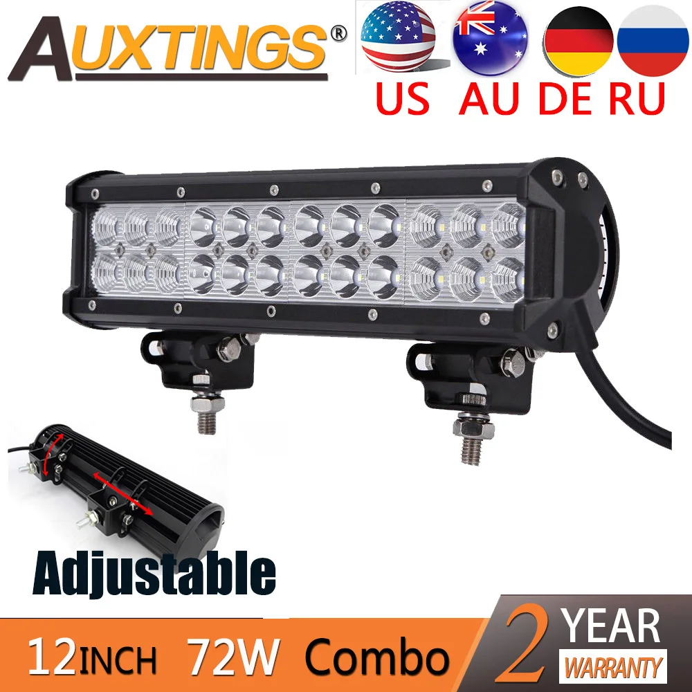 Auxtings 12inch 72W Led light bar double rows movable bracket IP67 waterproof 12'' LED light bar offroad for truck 12V 24V 4WD