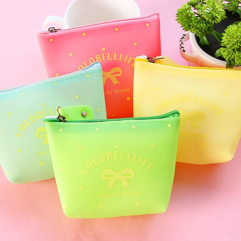 Cute Bow Purse Candy Colors Silica Gel Case Portable Storage Bag Digital Gadget Devices USB Cable Earphone Pen Travel Cosmetic