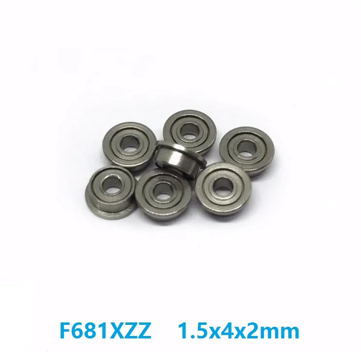 

50pcs/100pcs/500pcs F681XZZ F681X ZZ Full ball Flange Bearing 1.5x4x2 mm Flanged Deep Groove Ball Ring Bearing 1.5*4*2