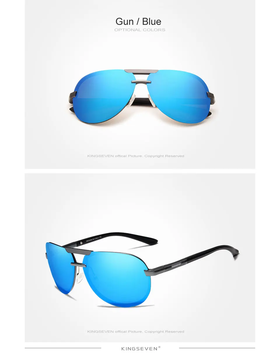 KINGSEVEN BRAND DESIGN Neue Polarisierte Randlose Sonnenbrille für Männer und Frauen, Pilotenrahmen, Sonnenbrille, Herren-Schutzbrille, UV400 Gafas De Sol – Detail 11