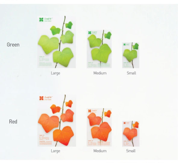 1 PC/Lot Innovative Vivid Simulating Leaf-Shaped Sticky Note, Green & Red, BQB00017