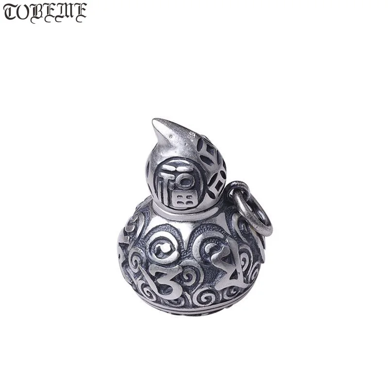 100% 999 Silver Tibetan Six Words Proverb Gau Pendant Thai Silver Tibetan Lucky Gourd Pendant Buddhist Prayer Box Pendant