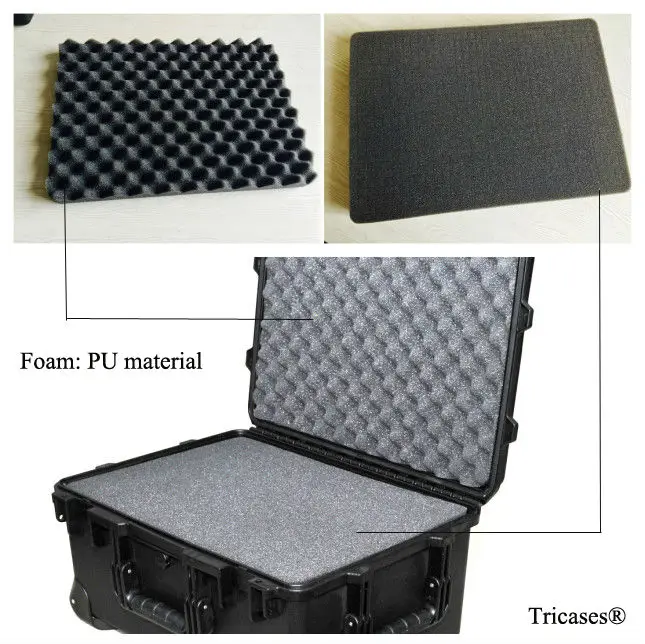 Triccase Pabrik OEM/ODM Keras IP67 Plastik Besar Koper Alat Troli Kasus dengan Busa Pra-potong M2950
