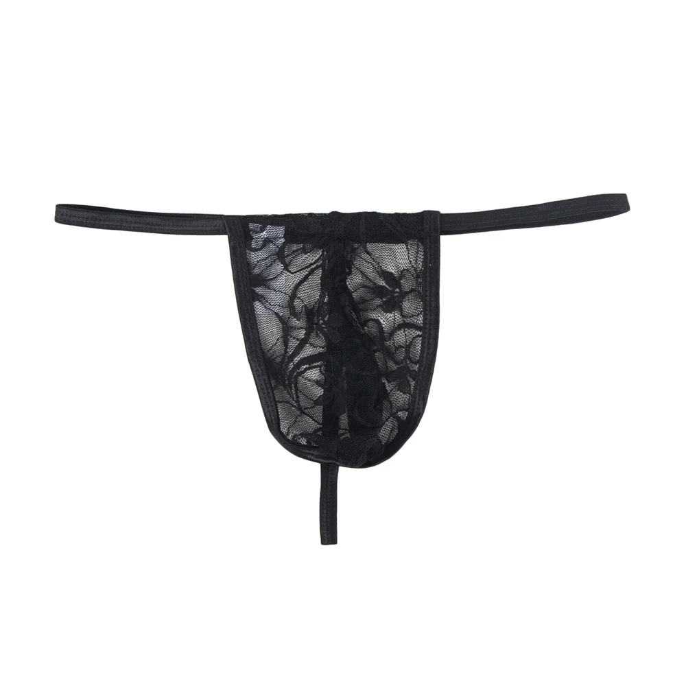 Gay Underwear Hot Sous Vetement Homme Transparent Lace Floral Thong Mens Briefs Slip Homme Dentelle Black Green S-XL MPS071