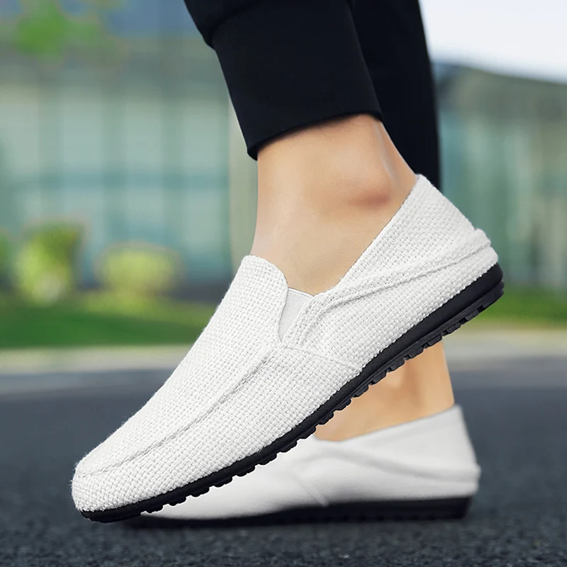 2024 Canvas shoes summer breathable beans shoes, men\'s casual linen cloth shoes, outdoor comfortable lightweight shoes