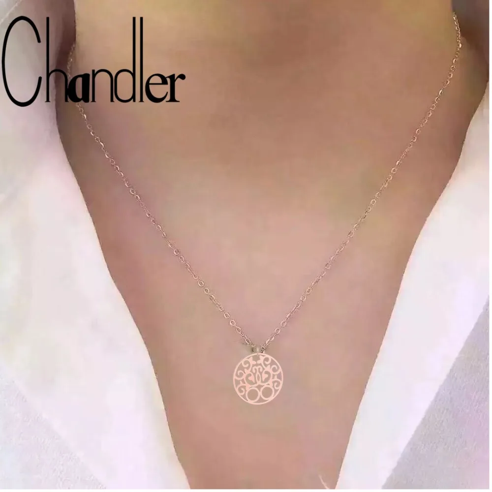 Chandler Rose Gold Karma Necklace Simple Thin Chain Necklaces Minimalist Colier Musilm Religious Jewelry Stainless Steel Chokers