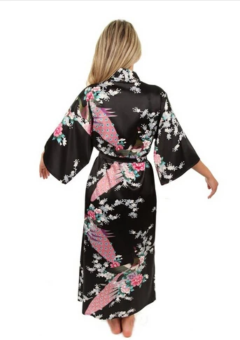 Hot Sale Blue Female Silk Rayon Robes Gown Kimono Yukata Chinese Women Sexy Lingerie Sleepwear Plus Size S M L XL XXL XXXL A-046