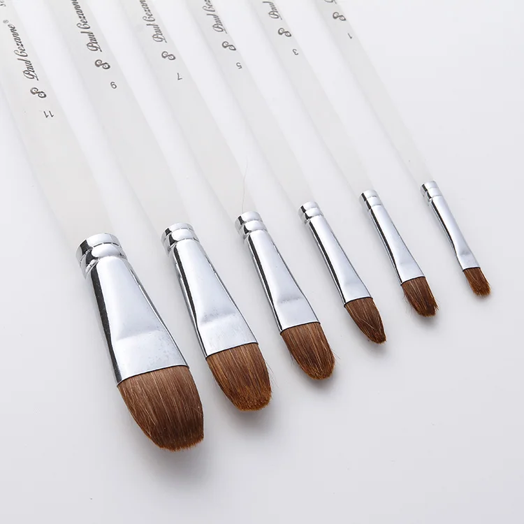 6PCS/lot Grind Bar Round Front Wolf Pen Brush Water Powder Brush Set Oil Painting Pen