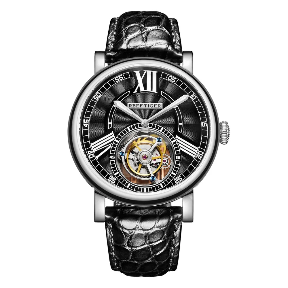 

Reef Tiger/RT Luxury Watches for Men Tourbillon Automatic Watches Steel Alligator Strap Waterproof Casual Watch RGA1999