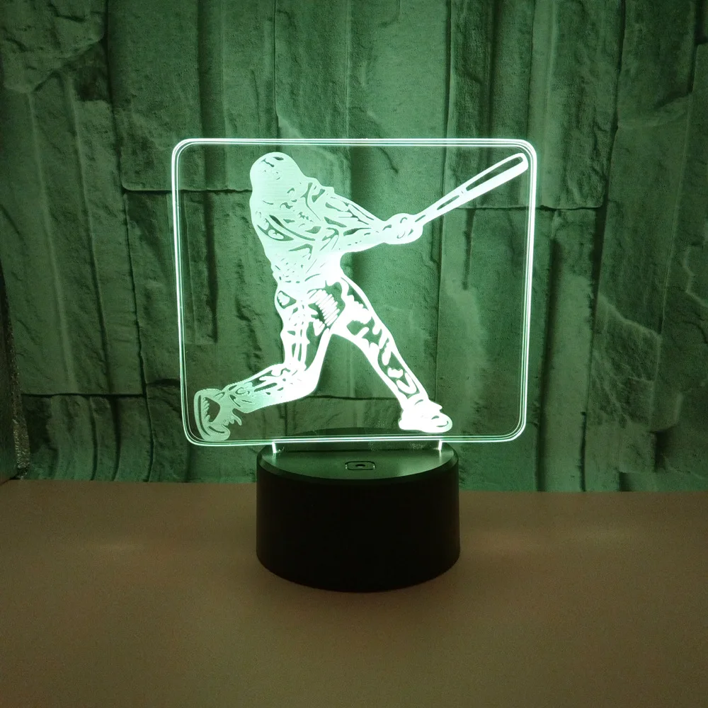 

Wholesale Baseball 3d Light Colorful Touch Remote Control Gifts Usb Led Night Light Kids Room 7 color changes Led Lights Lamps