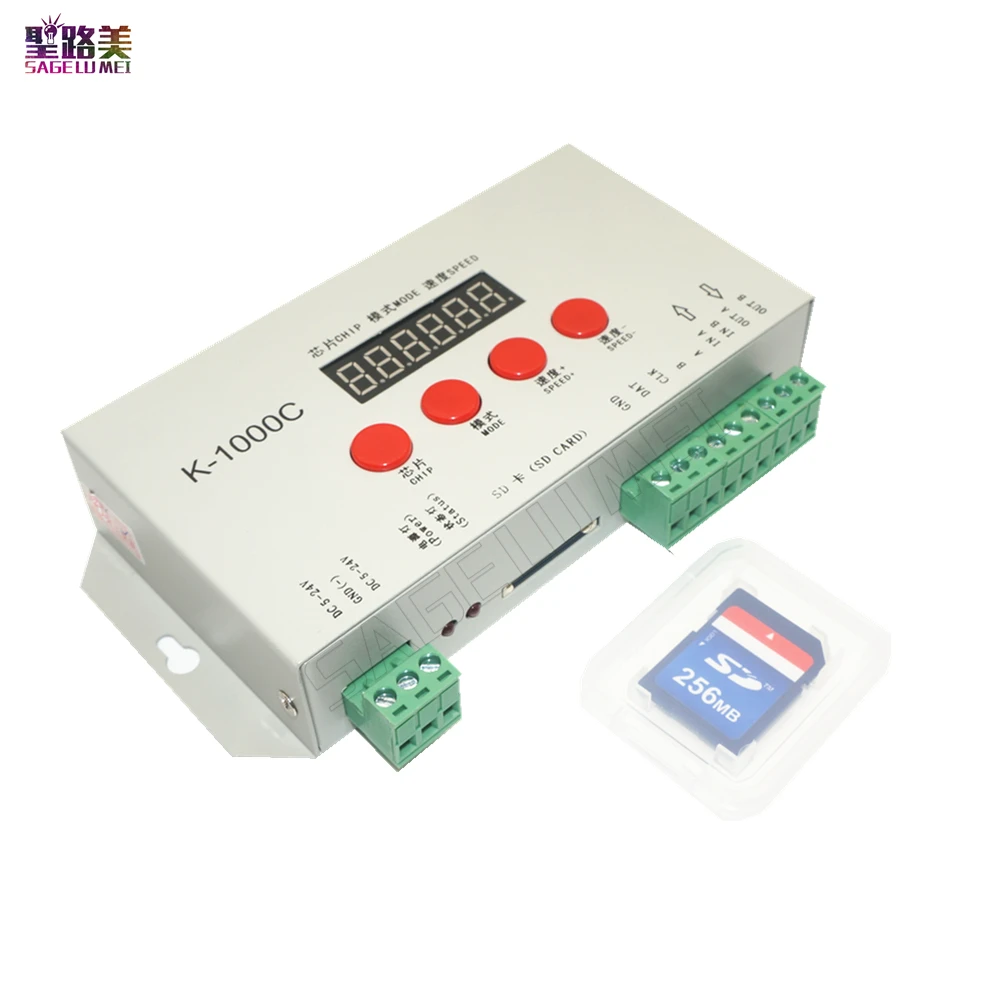 free shipping DC5V-24V K-1000C controller (T-1000S Updated)WS2812B,WS2811,APA102,SK6812,2801 LED 2048 Pixels Program Controller