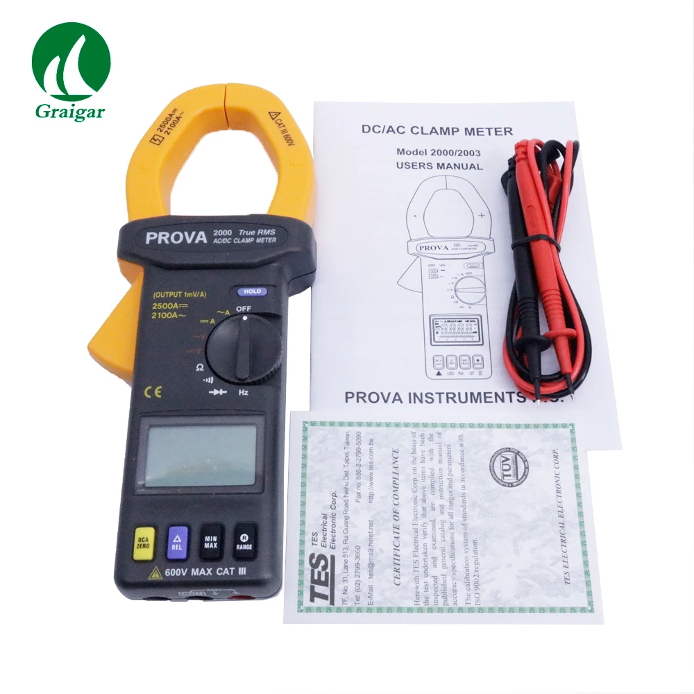 True RMS Digital Clamp Meter Strom Spannung Widerstand Tester PROVA2000