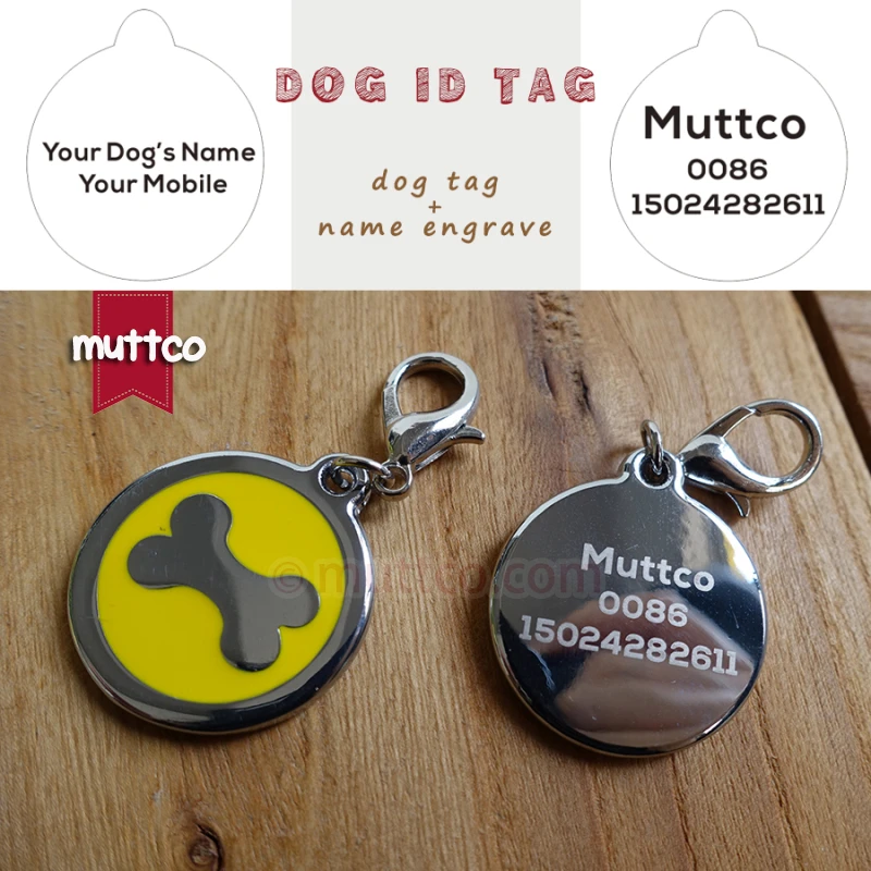 Freeshipping 30mm bone print dog tag dog id tag for pet, free shipping laser lettering dog name tags collar leash match dog cat