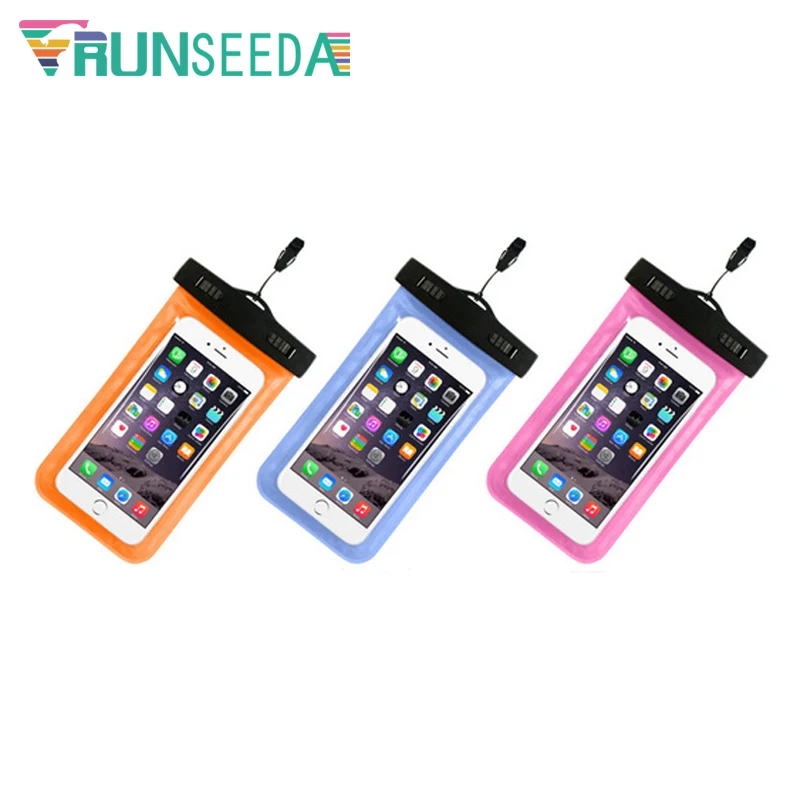 Runseeda Lanyard Swimming Bag Waterproof Mobile Phone Pouch Smartphone Sealed Pack Swimming Pool Beach On Sea Diving Storage Bag