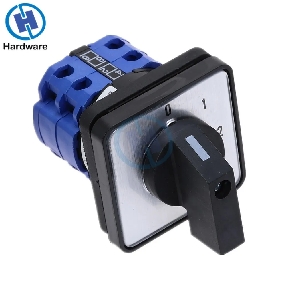 Interruptor de cambio de leva rotativa de 20A, 660V, 3 posiciones, 0-1-2, 8 terminales, LW28-20