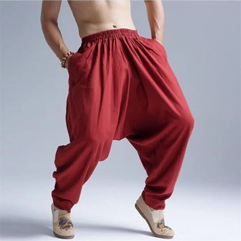 2024 Summer Autumn Cotton Linen Casual Harem Pants Men Jogger Pants Men Fitness Trousers Male Chinese Traditional Harajuku