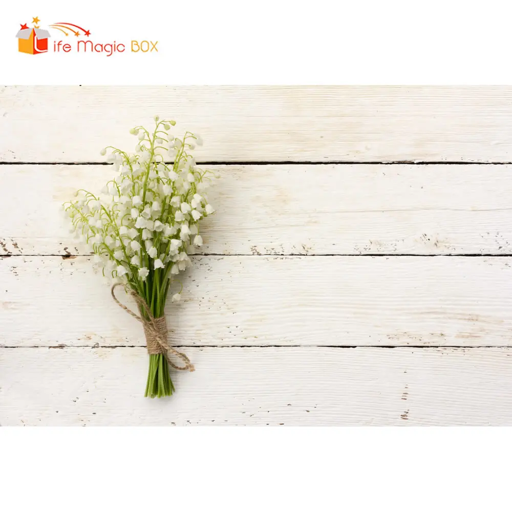 LIFE MAGIC BOX Photocall Birthday Backdrops White Wood Flower Cottage Marble Background