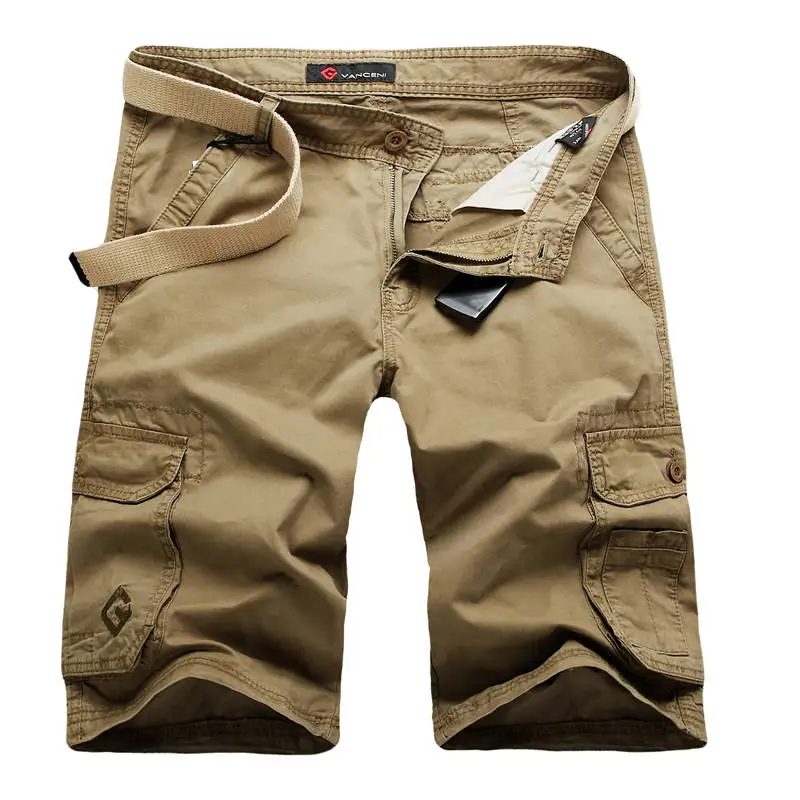 Mens Cargo Shorts Casual Shorts Fashion Pockets Solid Color Army Green Male Loose Work Shorts Plus size  (No belt)