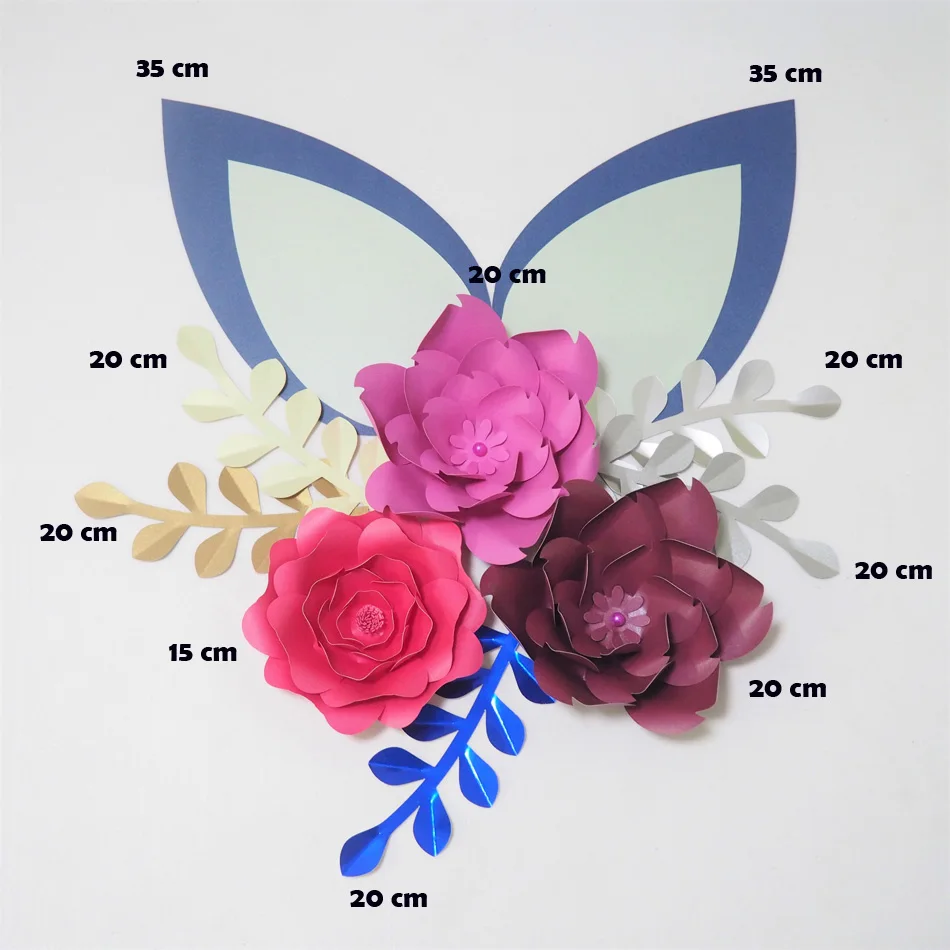 Cardstock Mix DIY Paper Flowers Leaves Ears Set For Wedding & Event Backdrops Decorations Nursery Wall Deco Video Tutorials