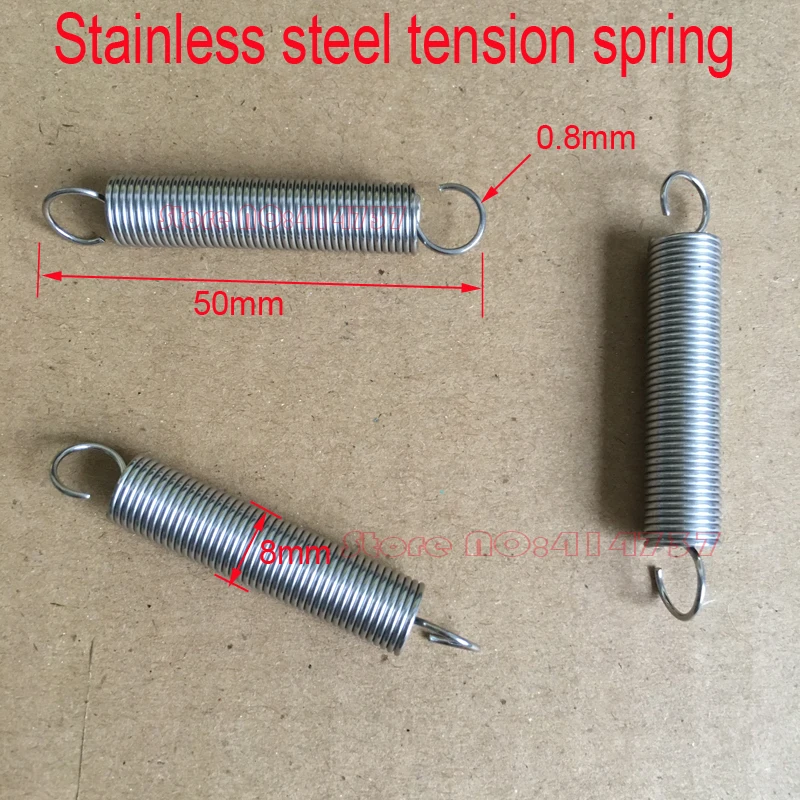 

50 шт./лот 0,8 провод OD = 8 мм из нержавеющей стали, длина пружинных пружин 25 мм-80 мм