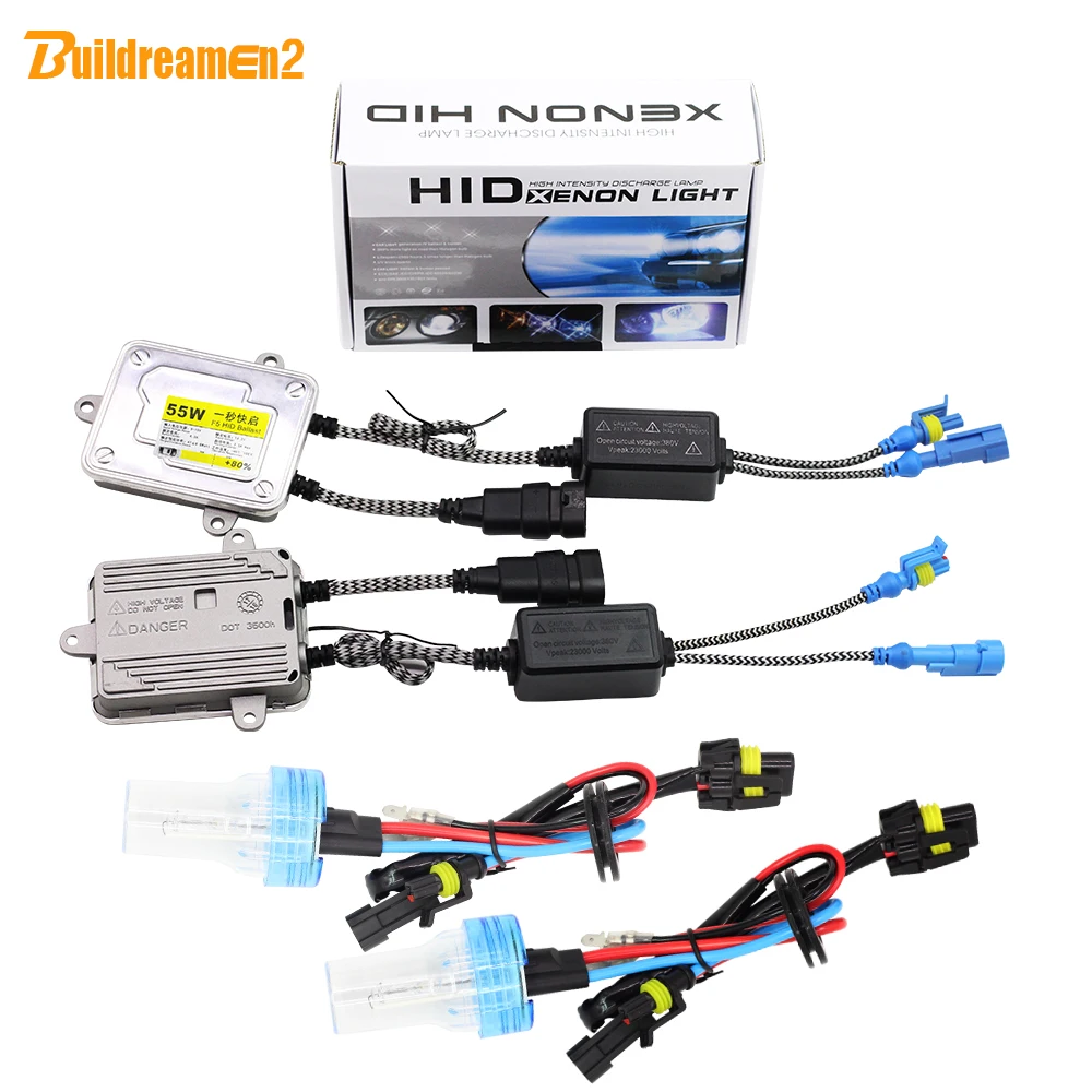 

Buildreamen2 9005 HB3 H10 55W Car Light HID Xenon Kit Bulb AC Ballast 3000K 4300K 6000K 8000K Automotive Headlight Fog Light