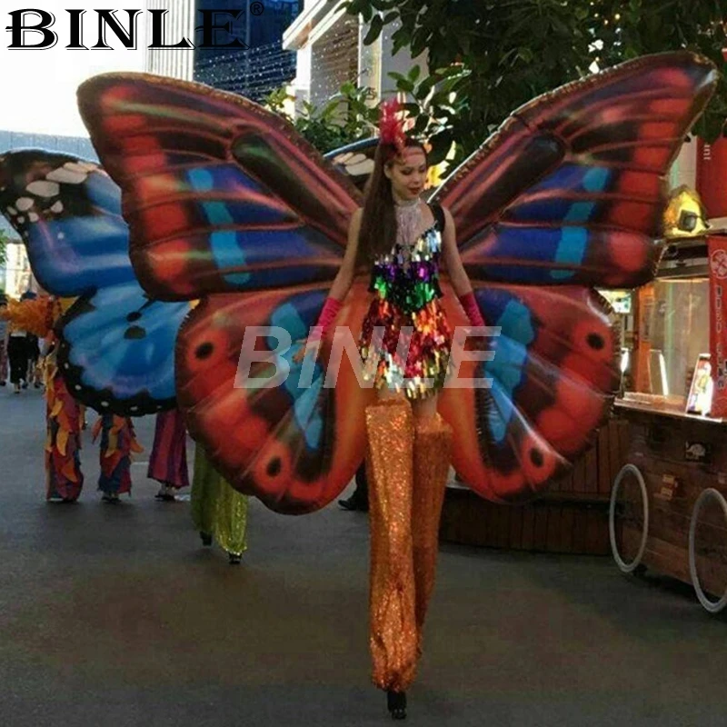 2018 Hot-sale adults outdoors parade performance use inflatable butterfly wings costumes with LED lights for sale