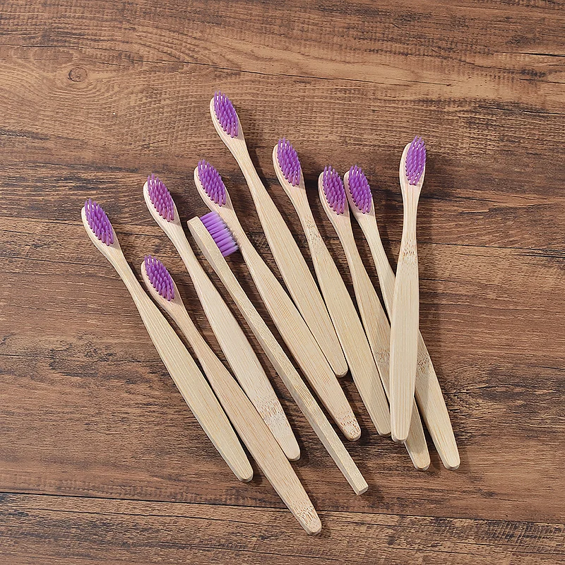 10Pcs Bamboo Toothbrush Eco Friendly Wooden Tooth Brush BPA Free Soft Bristle Tip Charcoal Adults Oral Care Toothbrushes