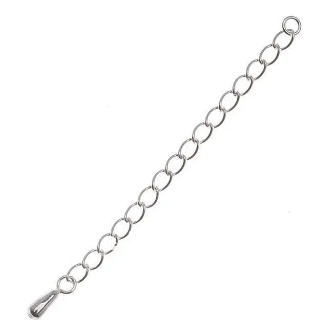 

Free shipping!!!! 500pcs Silver Tone 3mm Curb Chain Necklace Extender With Teardrop End-- 2 Inches